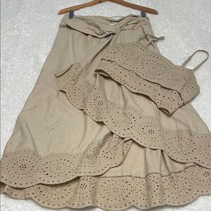 Jason Wu Tan Eyelet Skirt Set